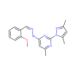 COc1ccccc1/C=N\Nc1cc(C)nc(-n2nc(C)cc2C)n1 ZINC000030725606