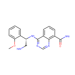 COc1ccccc1[C@@H](CN)Nc1ncnc2c(C(N)=O)cccc12 ZINC000114346982