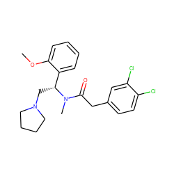 COc1ccccc1[C@@H](CN1CCCC1)N(C)C(=O)Cc1ccc(Cl)c(Cl)c1 ZINC000013446406