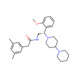 COc1ccccc1[C@@H](CNC(=O)Cc1cc(C)cc(C)c1)N1CCC(N2CCCCC2)CC1 ZINC000013835159