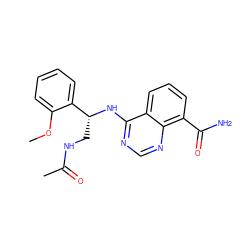 COc1ccccc1[C@@H](CNC(C)=O)Nc1ncnc2c(C(N)=O)cccc12 ZINC000114349790