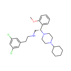 COc1ccccc1[C@@H](CNCCc1cc(Cl)cc(Cl)c1)N1CCN(C2CCCCC2)CC1 ZINC000028523637