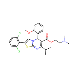 COc1ccccc1[C@@H]1C(C(=O)OCCN(C)C)=C(C(C)C)N=C2SC(c3c(Cl)cccc3Cl)=CN21 ZINC000029338552