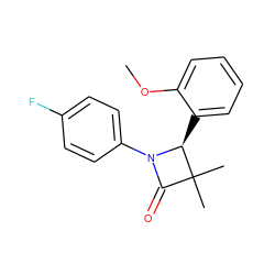 COc1ccccc1[C@@H]1N(c2ccc(F)cc2)C(=O)C1(C)C ZINC000169324176