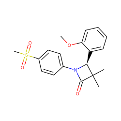 COc1ccccc1[C@@H]1N(c2ccc(S(C)(=O)=O)cc2)C(=O)C1(C)C ZINC000169324195