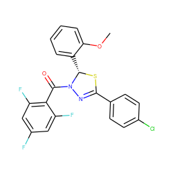 COc1ccccc1[C@@H]1SC(c2ccc(Cl)cc2)=NN1C(=O)c1c(F)cc(F)cc1F ZINC000014972835