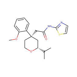 COc1ccccc1[C@]1(CC(=O)Nc2nccs2)CCO[C@@H](C(C)C)C1 ZINC000002223250