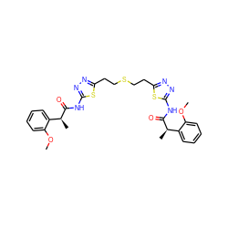 COc1ccccc1[C@H](C)C(=O)Nc1nnc(CCSCCc2nnc(NC(=O)[C@H](C)c3ccccc3OC)s2)s1 ZINC000169698104