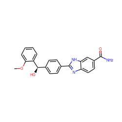 COc1ccccc1[C@H](O)c1ccc(-c2nc3ccc(C(N)=O)cc3[nH]2)cc1 ZINC000137527749