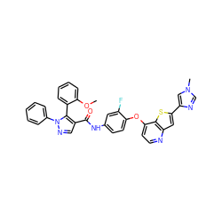 COc1ccccc1-c1c(C(=O)Nc2ccc(Oc3ccnc4cc(-c5cn(C)cn5)sc34)c(F)c2)cnn1-c1ccccc1 ZINC000473135225