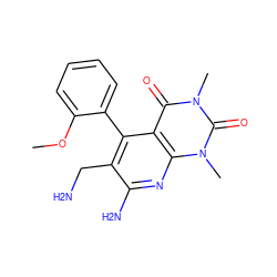 COc1ccccc1-c1c(CN)c(N)nc2c1c(=O)n(C)c(=O)n2C ZINC000038223874