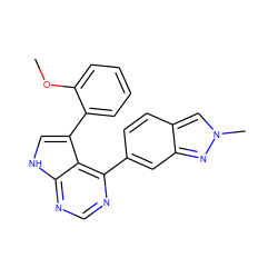 COc1ccccc1-c1c[nH]c2ncnc(-c3ccc4cn(C)nc4c3)c12 ZINC000218975502