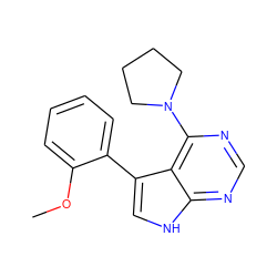 COc1ccccc1-c1c[nH]c2ncnc(N3CCCC3)c12 ZINC000224930630