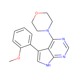 COc1ccccc1-c1c[nH]c2ncnc(N3CCOCC3)c12 ZINC000210726950