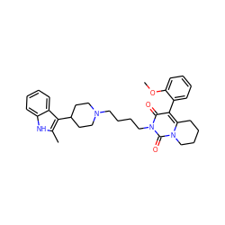 COc1ccccc1-c1c2n(c(=O)n(CCCCN3CCC(c4c(C)[nH]c5ccccc45)CC3)c1=O)CCCC2 ZINC000049680171