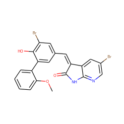 COc1ccccc1-c1cc(/C=C2\C(=O)Nc3ncc(Br)cc32)cc(Br)c1O ZINC000028089408