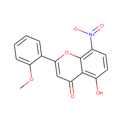 COc1ccccc1-c1cc(=O)c2c(O)ccc([N+](=O)[O-])c2o1 ZINC000013879131