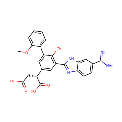 COc1ccccc1-c1cc([C@@H](CC(=O)O)C(=O)O)cc(-c2nc3ccc(C(=N)N)cc3[nH]2)c1O ZINC000002047584