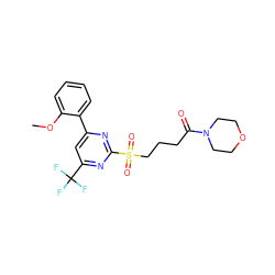 COc1ccccc1-c1cc(C(F)(F)F)nc(S(=O)(=O)CCCC(=O)N2CCOCC2)n1 ZINC000001070985