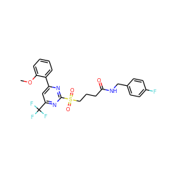 COc1ccccc1-c1cc(C(F)(F)F)nc(S(=O)(=O)CCCC(=O)NCc2ccc(F)cc2)n1 ZINC000003655046