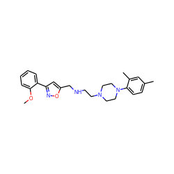 COc1ccccc1-c1cc(CNCCN2CCN(c3ccc(C)cc3C)CC2)on1 ZINC000028641197