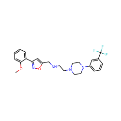 COc1ccccc1-c1cc(CNCCN2CCN(c3cccc(C(F)(F)F)c3)CC2)on1 ZINC000028642299