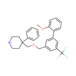 COc1ccccc1-c1cc(COCC2(c3ccccc3)CCNCC2)cc(C(F)(F)F)c1 ZINC000144326350