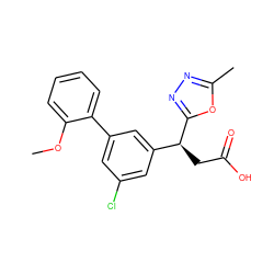 COc1ccccc1-c1cc(Cl)cc([C@H](CC(=O)O)c2nnc(C)o2)c1 ZINC001772628862