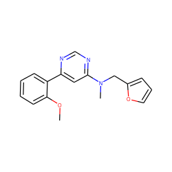 COc1ccccc1-c1cc(N(C)Cc2ccco2)ncn1 ZINC000004239248