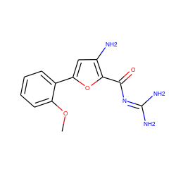 COc1ccccc1-c1cc(N)c(C(=O)N=C(N)N)o1 ZINC000028822423