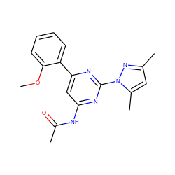 COc1ccccc1-c1cc(NC(C)=O)nc(-n2nc(C)cc2C)n1 ZINC000045497866