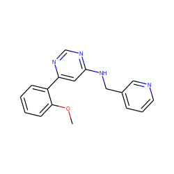 COc1ccccc1-c1cc(NCc2cccnc2)ncn1 ZINC000004258488