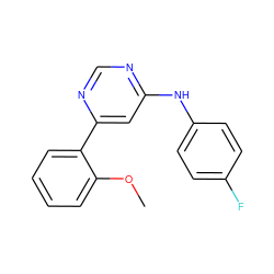 COc1ccccc1-c1cc(Nc2ccc(F)cc2)ncn1 ZINC000004265657