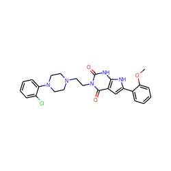 COc1ccccc1-c1cc2c(=O)n(CCN3CCN(c4ccccc4Cl)CC3)c(=O)[nH]c2[nH]1 ZINC000101030748