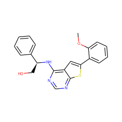 COc1ccccc1-c1cc2c(N[C@@H](CO)c3ccccc3)ncnc2s1 ZINC000299868005