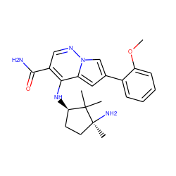 COc1ccccc1-c1cc2c(N[C@@H]3CC[C@](C)(N)C3(C)C)c(C(N)=O)cnn2c1 ZINC001772654034