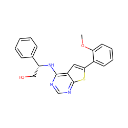 COc1ccccc1-c1cc2c(N[C@H](CO)c3ccccc3)ncnc2s1 ZINC000220920960