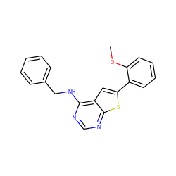 COc1ccccc1-c1cc2c(NCc3ccccc3)ncnc2s1 ZINC000299867453