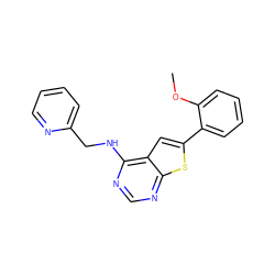 COc1ccccc1-c1cc2c(NCc3ccccn3)ncnc2s1 ZINC000299861369