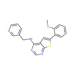 COc1ccccc1-c1cc2c(NCc3cccnc3)ncnc2s1 ZINC000299856624