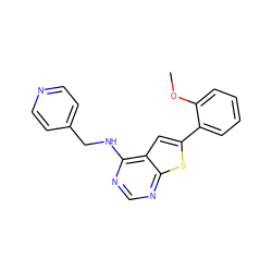 COc1ccccc1-c1cc2c(NCc3ccncc3)ncnc2s1 ZINC000299858824