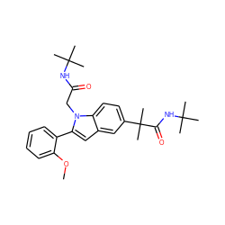 COc1ccccc1-c1cc2cc(C(C)(C)C(=O)NC(C)(C)C)ccc2n1CC(=O)NC(C)(C)C ZINC000066099874