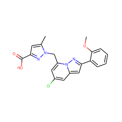 COc1ccccc1-c1cc2cc(Cl)cc(Cn3nc(C(=O)O)cc3C)n2n1 ZINC001772630876