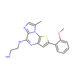 COc1ccccc1-c1cc2nc(NCCN)c3ncc(C)n3c2s1 ZINC000028950720