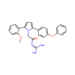 COc1ccccc1-c1ccc(-c2ccc(Oc3ccccc3)cc2)n1CC(=O)N=C(N)N ZINC000029039676