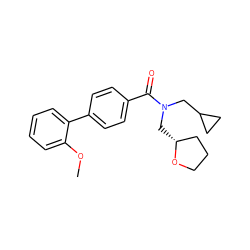 COc1ccccc1-c1ccc(C(=O)N(CC2CC2)C[C@@H]2CCCO2)cc1 ZINC000040899581