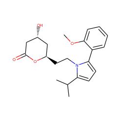 COc1ccccc1-c1ccc(C(C)C)n1CC[C@@H]1C[C@@H](O)CC(=O)O1 ZINC000026835344