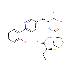 COc1ccccc1-c1ccc(C[C@@H](NC(=O)C2(NC(=O)[C@@H](S)C(C)C)CCCC2)C(=O)O)cn1 ZINC000013859925