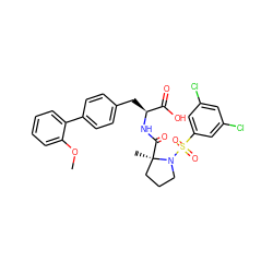 COc1ccccc1-c1ccc(C[C@H](NC(=O)[C@]2(C)CCCN2S(=O)(=O)c2cc(Cl)cc(Cl)c2)C(=O)O)cc1 ZINC000026656452