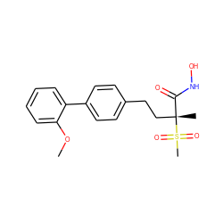 COc1ccccc1-c1ccc(CC[C@](C)(C(=O)NO)S(C)(=O)=O)cc1 ZINC000073311216